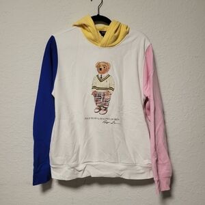Ralph Lauren Bear Hoodie with Colorblock Sleeves